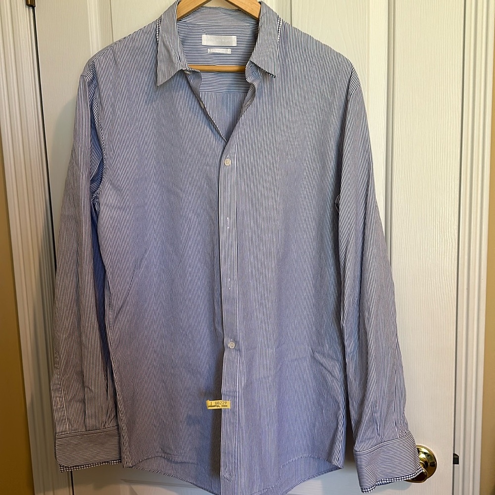 Alexander, McQueen size 17 blue and white striped dress shirt